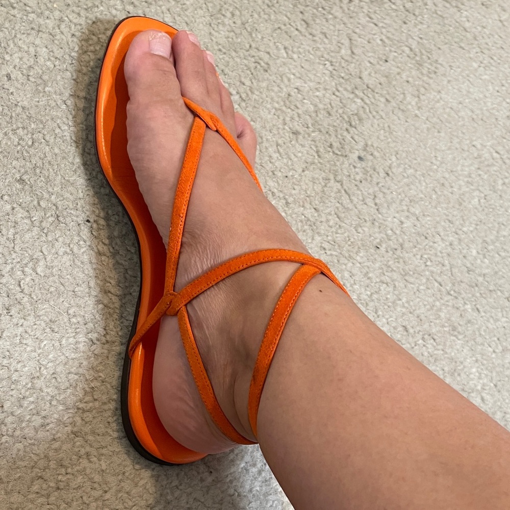 Hermès Leather Orange Strappy Sandals
